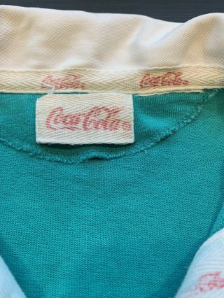 mens vintage 80’s retro coca cola long sleve green and white rugby jersey 2