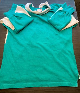 mens vintage 80’s retro coca cola long sleve green and white rugby jersey 3