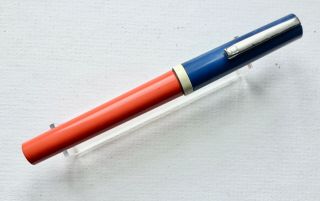 Vintage Osmiroid Fountain Pen,  Orange,  Blue & White,  Medium Soft Nib