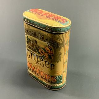 Vintage Famous Biscuit Co.  Home Made Ginger Wafers Biscuit Tin Kitchenalia Tins