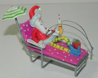 Santa On Chaise Lounge Tropical Christmas Ornament