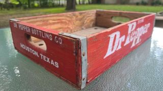 Vintage Dr.  Pepper Bottling Co.  Wood Crate Houston Texas 12 " X 18.  5 " X 4 " ❤