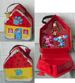 Blues Clues Ornaments 3 In Vinyl House Carry Case 2003 Viacom Home For Holidays