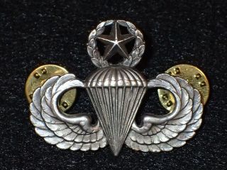 Korean War Us Army Master Parachutists Badge " Jump Wings " Sterling Krew - Scarce
