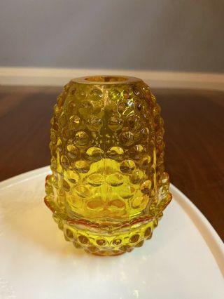 Vintage Fenton Glass Hobnail Amber Fairy Courting Candle Lamp Tea Light