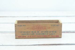 Vintage Hoffmans Hofco Pimento Wooden Cheese Box York And Chicago Illinois
