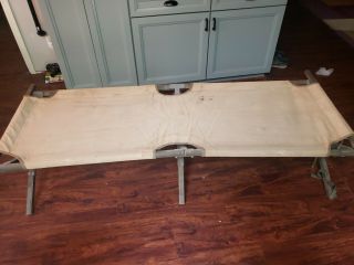 Ww2 (1945) Us Army Canvas/wooden Folding Cot