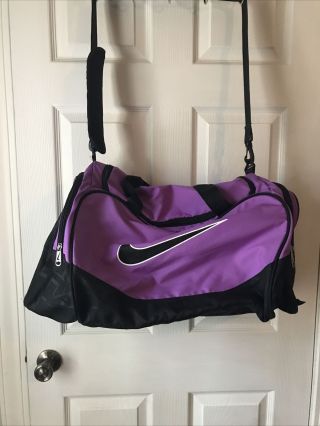 Vintage Nike Duffel Bag Gym Bag 90s Purple And Black Nylon