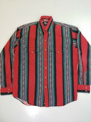 Vtg Roper Rodeo Blue Mens Vertical Striped Western Button Up Shirt Medium Funky