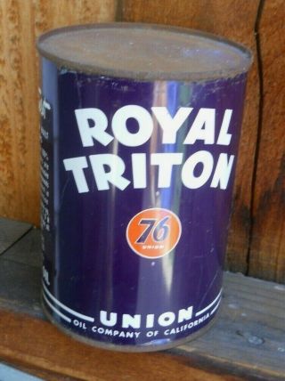 Vintage " 76 Union Royal Triton Oil Can " (full Can) 20 W Oil