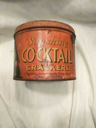 Antique Rare Sunshine Cocktail Cracker Tin Can 3