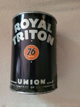 Vintage Union 76 Royal Triton One Quart Motor Oil Can Gas Station Collectable
