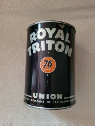 Vintage Union 76 Royal Triton One Quart Motor Oil Can Gas Station Collectable 2