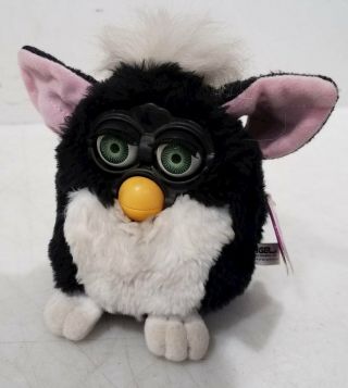 Tiger Electronic Vintage Furby Black & White With Pink Ears