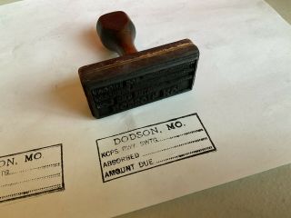 Vintage Dodson Mo Office Business Rubber Ink Stamp Wood Handle Collectible Decor