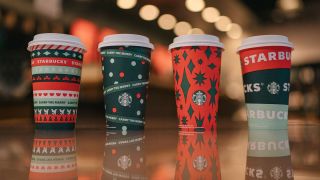 100 Starbucks Holiday 2020 Disposable Paper Coffee Cups