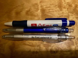3x Ballpoint Pens Promoting Ford In Sweden