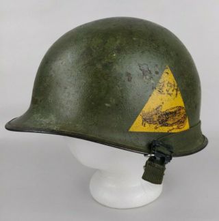 Korean - Vietnam War Era Us Army Rear Seam Swivel Bale M1 Helmet Stamped 1235a