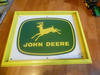 John Deere Sign 18 1/2 " X 14 1/2 " Metal Painted Sign With Wooden Frame
