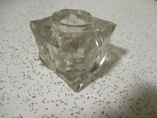 Antique Art Deco Crystal Bevel Cut Glass Square Inkwell / Novelty Paperweight