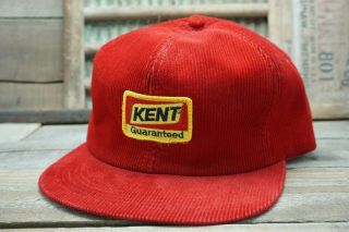 Vintage Kent Feeds Corduroy Snapback Trucker Cap Hat Patch K Brand Made In Usa