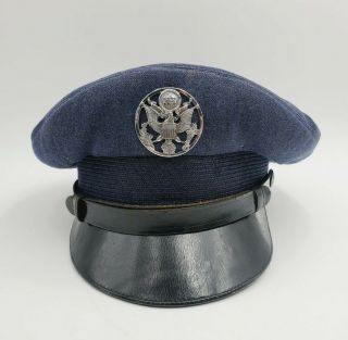 Vintage World War 2 - Korean War Officers Blue Hat And Badge Pin