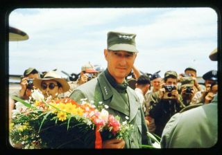 Korean War Color Slide General Mark Clark Visits K - 16 Air Base Seongnam 1952