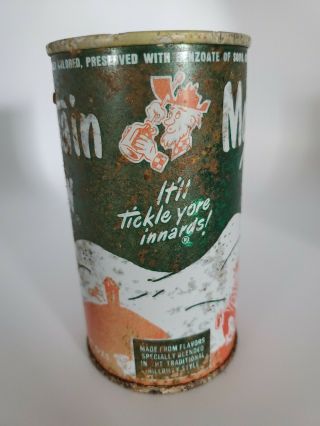 VINTAGE 1960 ' s 12oz Mountain Dew Can Willy Hillbilly Aluminum Top Patent Pending 2