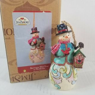 Heartwood Creek Jim Shore - Snowman With Birdhouse Hanging Ornament - 4.  5in