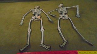 Vintage Beistle (2) Die Cut Halloween Jointed Skeletons Luhrs Decoration