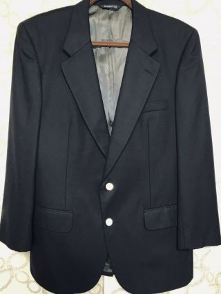 Vintage Burberrys Mens 44l Navy Blue Gold Button Wool Blazer Jacket Sport Coat