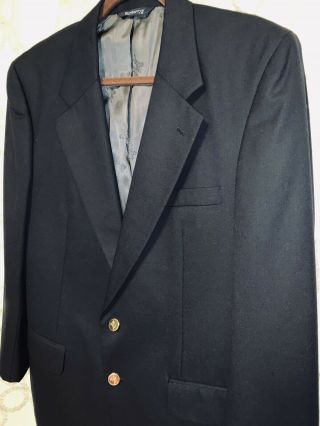 Vintage Burberrys Mens 44L Navy Blue Gold Button Wool Blazer Jacket Sport Coat 3