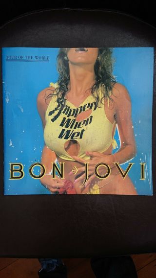 Vintage Concert Program Bon Jovi Slippery When Wet Tour Of The World Uk P&p