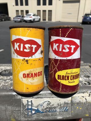 2 Flat Top Kist Soda Cans - Imitation Black Cherry And Orange - Displays
