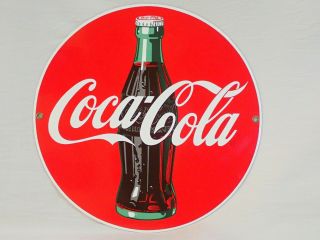 Coca - Cola Coke Porcelain Enamel Advertising Sign Ande Rooney 11 1/4 " Round 1990