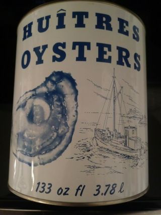1 Gallon Huitres Oysters Tin Can Madison Seafood Co.  Madison Md With Lid