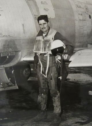 Korean War Era Usaf Fighter Pilot Photo G - Suit Helmet Jet Aircraft 1950s