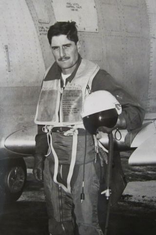 Korean War Era USAF Fighter Pilot Photo G - Suit Helmet Jet Aircraft 1950s 2
