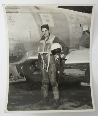Korean War Era USAF Fighter Pilot Photo G - Suit Helmet Jet Aircraft 1950s 3