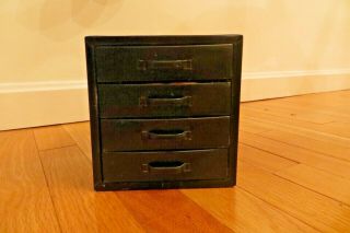 Vintage 4 Drawer Metal Parts Cabinet Hardware Tool Box Organizer Jeweler
