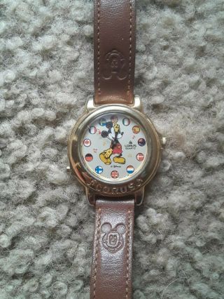Vintage Lorus Seiko Mickey Mouse Disney Melody Wrist Watch Small World V421 - 0020