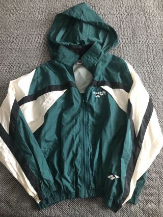 Vintage 90’s Reebok Green Color Blocked Track Jacket Size Medium