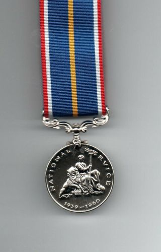 National Service Medal.  A Full - Size Medal Mounted Onto A Brooch Bar For Wearing