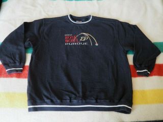 Vtg Y2k 2001 Purdue Boilermakers Rose Bowl Cadre Black Pullover Sweatshirt Xl