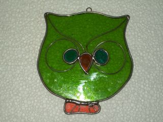 " Vintage " Owl Stained Glass Art Glass Sun Catcher