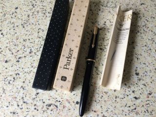Looking Parker Duofold Junior Fountain Pen In Black Boxed