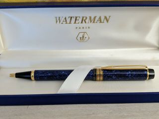 Waterman Patrician Le Man Blue Marbled Lacquer Ballpoint Pen,  Nos