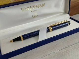 Waterman Patrician Le Man Blue Marbled Lacquer BallPoint Pen,  NOS 3