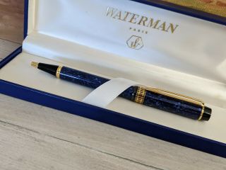 Waterman Patrician Le Man Blue Marbled Lacquer BallPoint Pen,  NOS 4
