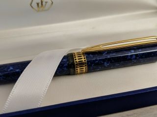 Waterman Patrician Le Man Blue Marbled Lacquer BallPoint Pen,  NOS 5